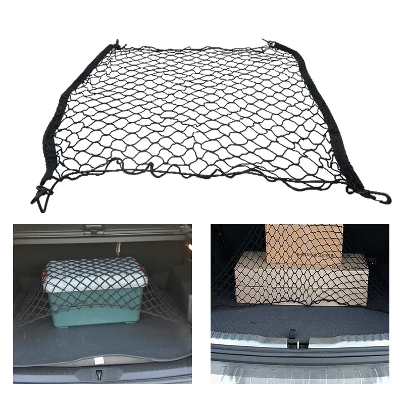 4 Size Car Boot Trunk Net Mesh Elastic Nylon Rear Back Cargo Trunk Storage Organizer Luggage Net Holder Car Accessories