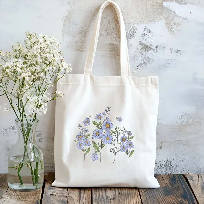 Wildflower Tote Bag Floral Botanical Tote Flower Shoulder Bag Vintage Flower Bag Bridal Floral Bag Birthday Gift Bags