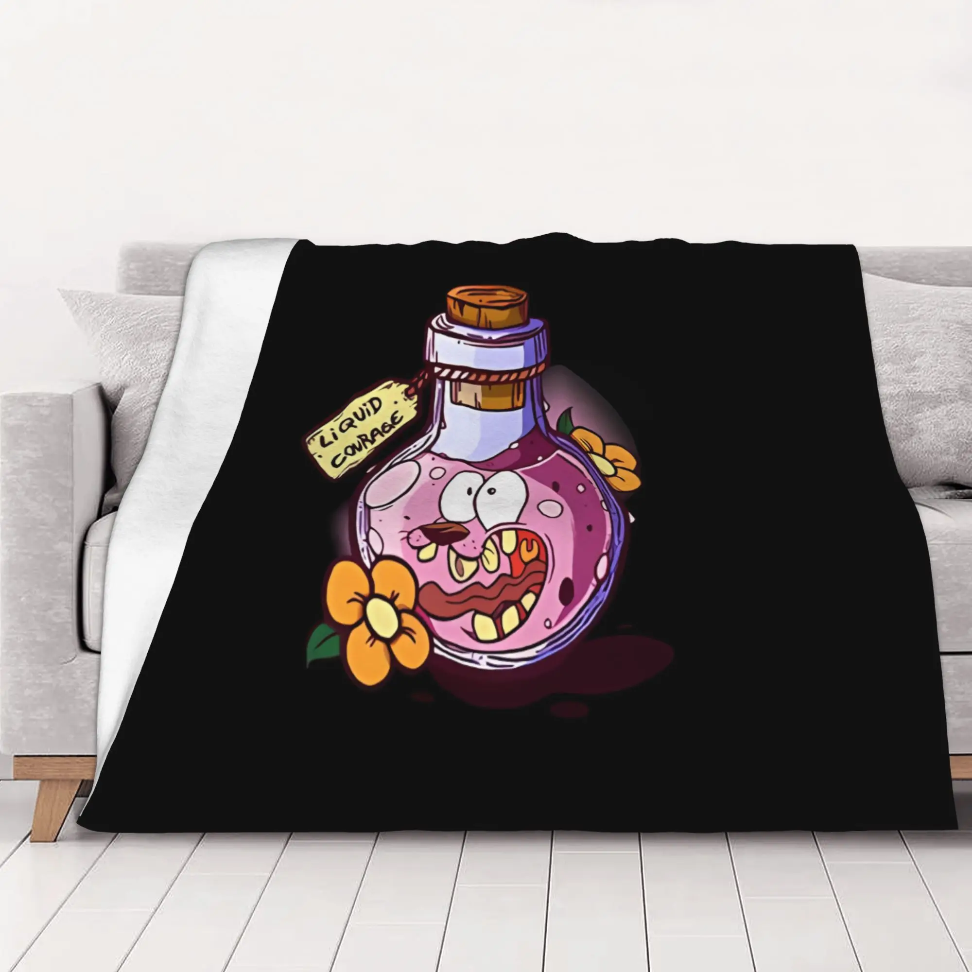 1PC home Cutecore Liquid Courage cCourage the Cowardly Dog Blanket Super Cosy Plush Home Living Room Sofa halloween