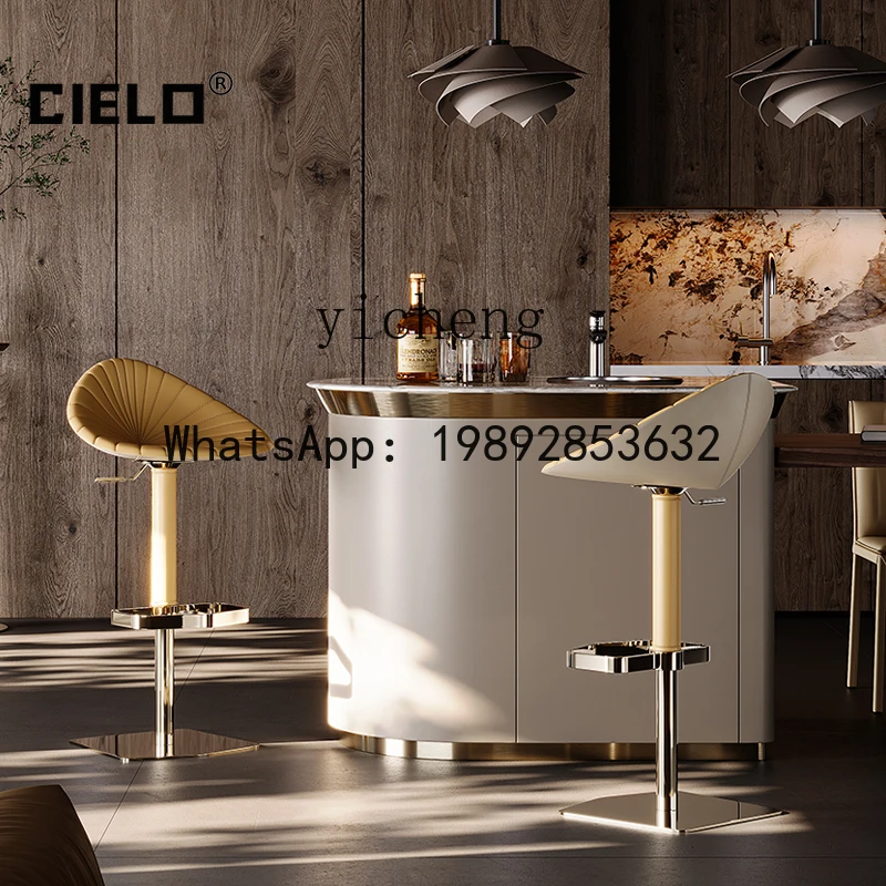 كرسي بار رفع LYY خفيف فاخر وبسيط من الجلد كرسي بار للاستقبال مقعد مرتفع #2