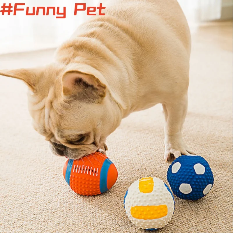 

Pet's Squeak Toys Diversion Ownself Environmental Latex Balls Volleyball Football Rugby Style Molar Wear-resisting Toy