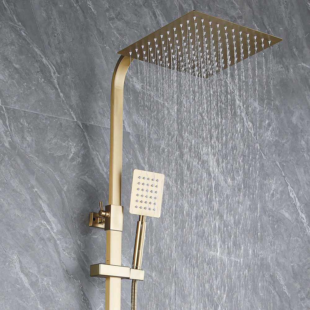 15 CM Long Spout Shower Faucet Cold and Hot Brushed Gold Multifunction 304 Stainless Steel Bathroom Bathtub Tap With Spray Bidet