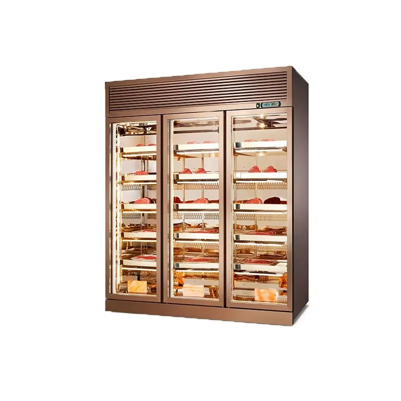 Dry Aging Beef Meat Steak Commercial 3 Door Refrigerator Air Cooling Store Display Cooler Dry Age Cabinet Custom