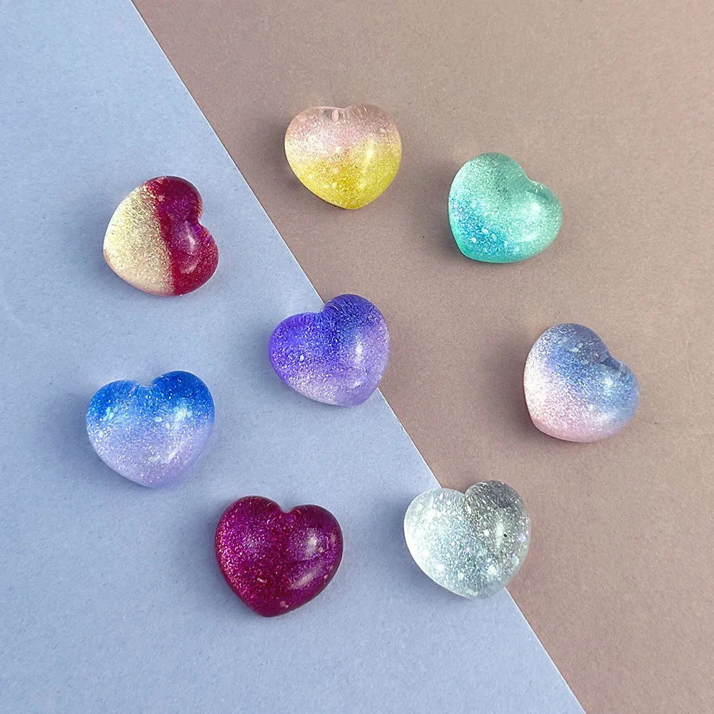 100PCS Fat Love/Heart Double Color Luminous Mix Resin 23X20MM Firefly DIY Patch Jewelry Accessories Material