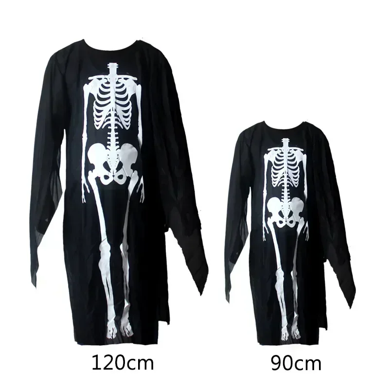 Halloween Adults Skull Skeleton Printed Masquerade Scary Cosplay Costumes with Gloves for Carnival Party Clothes for boys girls