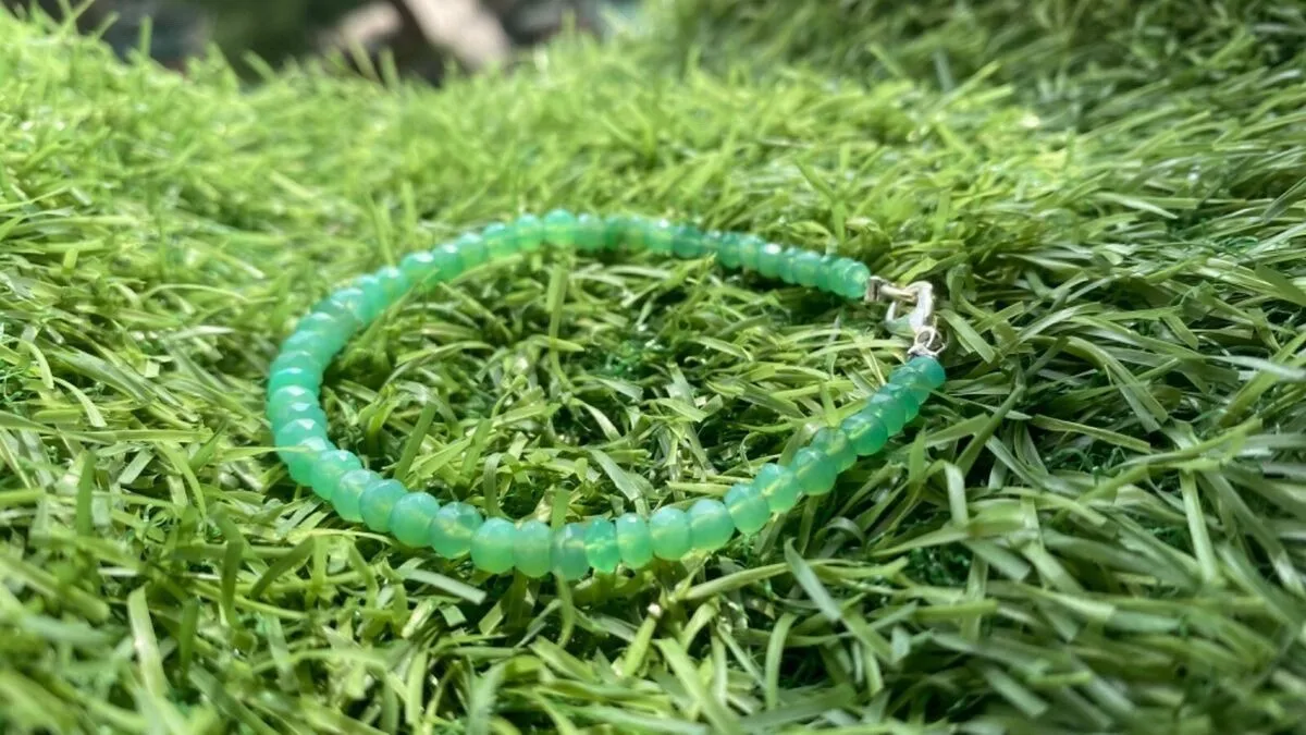 

Natural Chrysoprase Bracelet 7 Inch 4-2mm Faceted Round Beads Handmade Jewelry