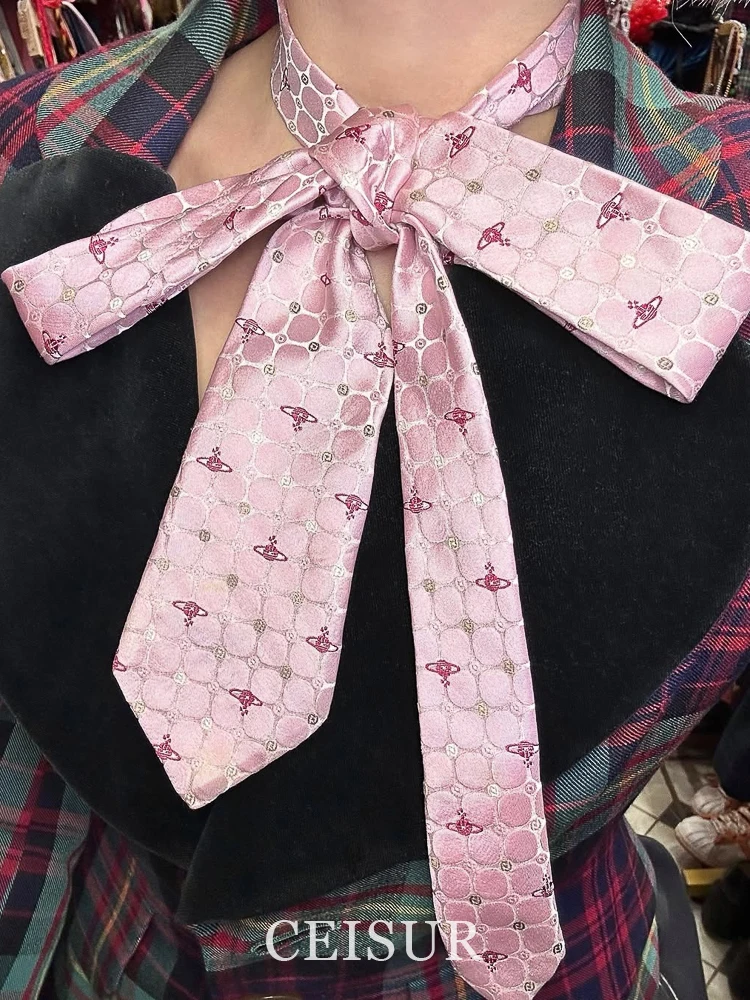 

Medieval vintage pink silk scarf women's tie scarf fashion senior jk uniform bag pendant