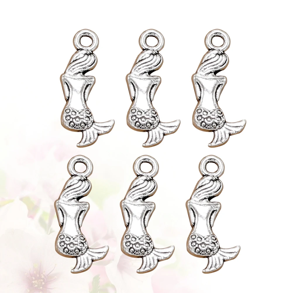 

20 Pcs Retro Mermaid Pendant Jewelry Making Pendants Alloy Charm DIY Charms Silver