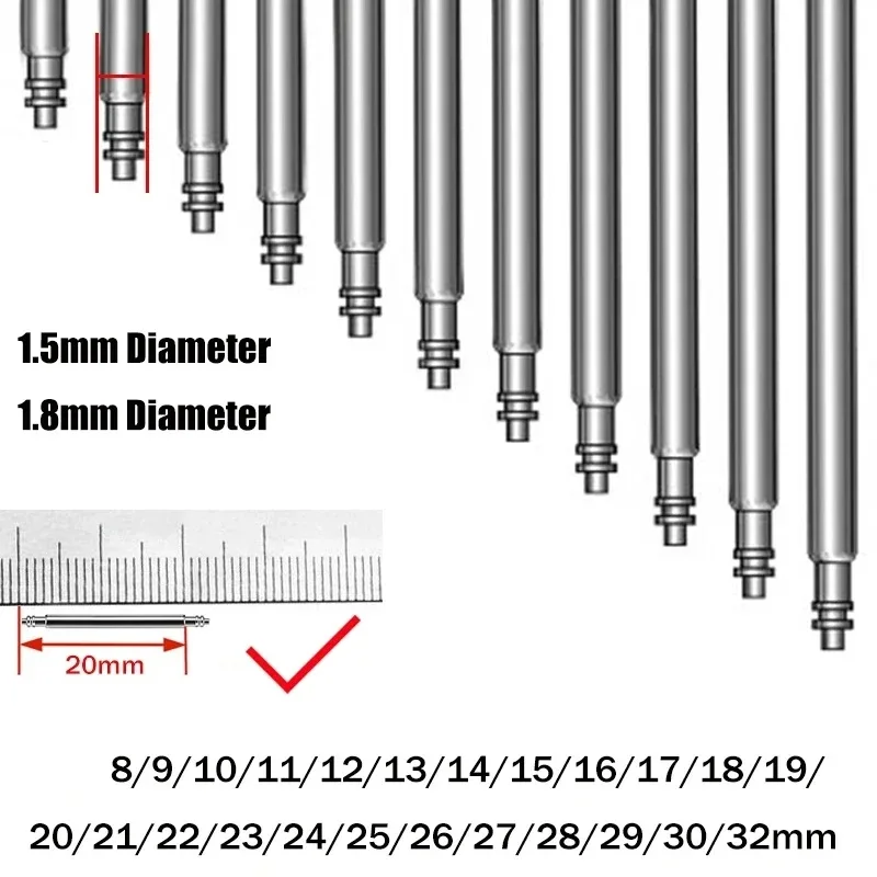 시계 개폐식 스프링 핀 러그 로드 시계 러그 1.3/1.5/1.8mm 서비스 액세서리 스틸 클램프 샤프트 연결 패스너