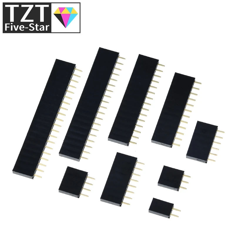 10PCS Single Row Pin Female Header Socket Pitch 2.54mm 1*2P 3P 4P 6P 8P 12P 15P 20P 40P Pin Connector For Arduino