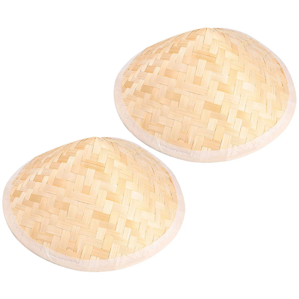 

2pcs Bamboo Straw Creative Handcraft Photo Prop Project Kids Bamboo Woven Hat Decorative DIY Photo Prop Supplies