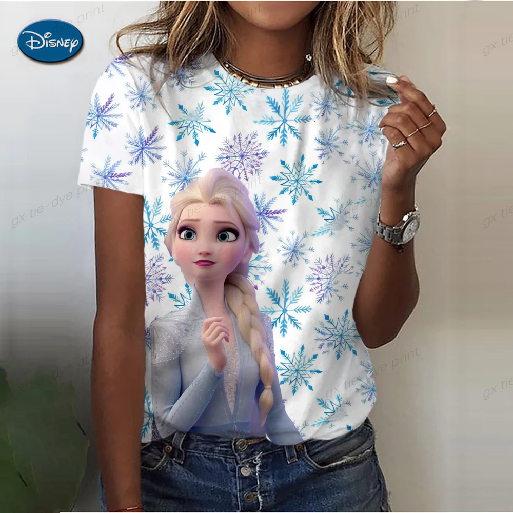 Girl Summer New 90 ’s Disney Princess Short Sleeve Print Clothing Women\'s T-Shirt Harajuku Graphic Clothing Women\'s Top