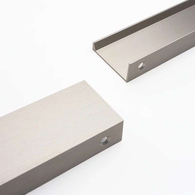 Modern Long Furniture Handles Brushed Edge Cabinet Pulls Black Gold Satin Funiture Door Knob Concealed Pulls