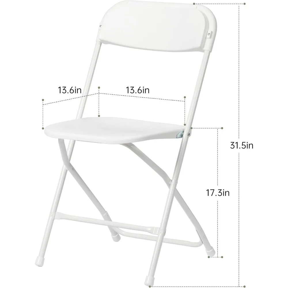 Portable Premium Plastic Folding Chairs for Weddings and Events, 450 LB Capacity, 10 Pack, Commercial-Grade Chairs