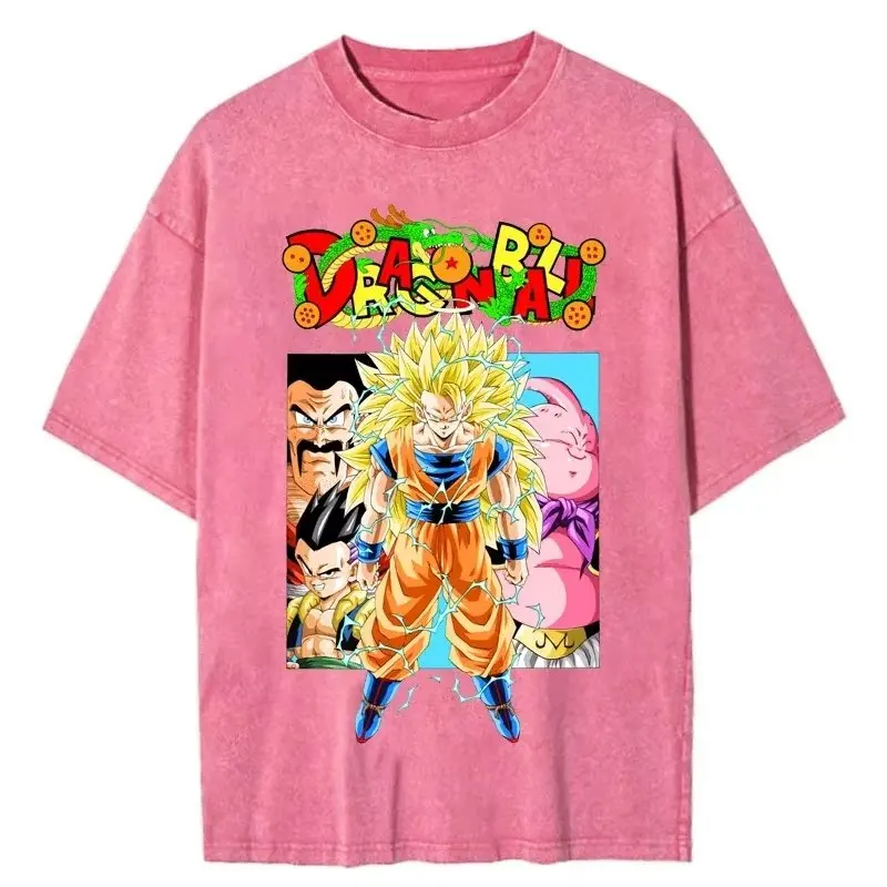 

Unisex Dragon Ball Washed TShirt Anime Vintage Gothic Graphic Print Oversized Short Sleeve Streetwear Y2K Summer Casual Workout