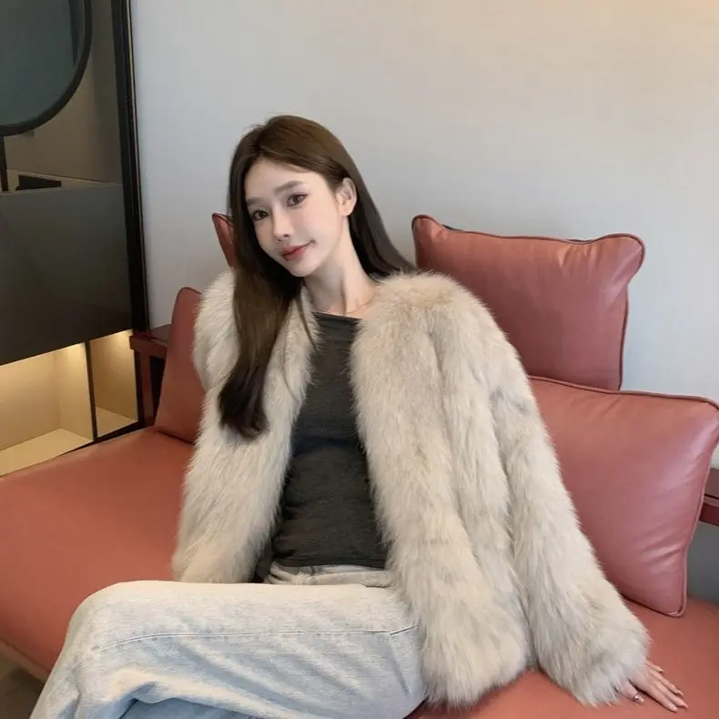 인조 모피 넥 워머 코트 여성용 데미 시즌 플러시 슬렌더 자카드 스트리트웨어 고딕 텐더 의상 클린 윈드브레이커 벨트 OL