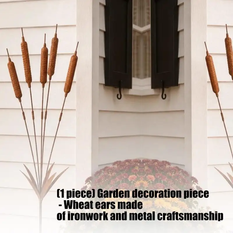 Garden Metal Wheat Ear Stake Decoration Iron Art Craft Decoration Outdoor Lawn decoration 87HA