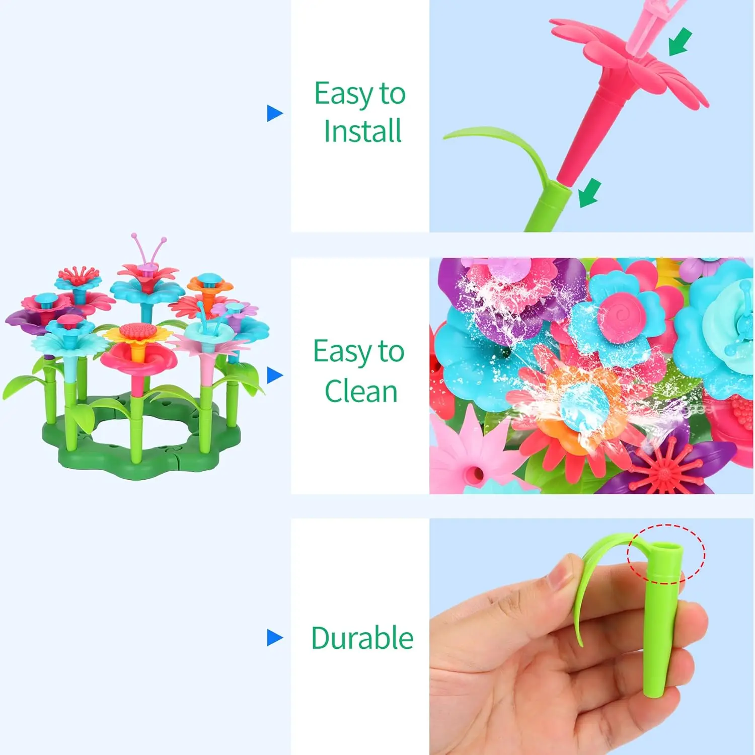 46 PCS Flower Garden Building Toys for Girls, STEM Toy Gardening Pretend Play Set for Kids, Girls Favor Stacking Game for Toddle