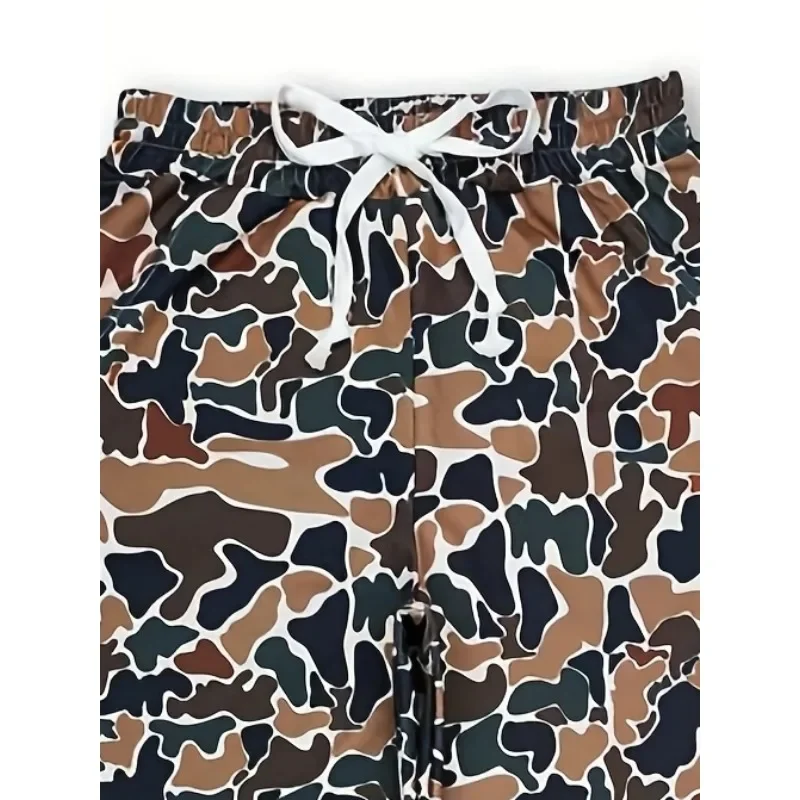 Plus Size 1XL-5XL Pantaloni sportivi da donna alla moda stampati con elastico in vita con coulisse e rilegatura della punta Set da tre pezzi