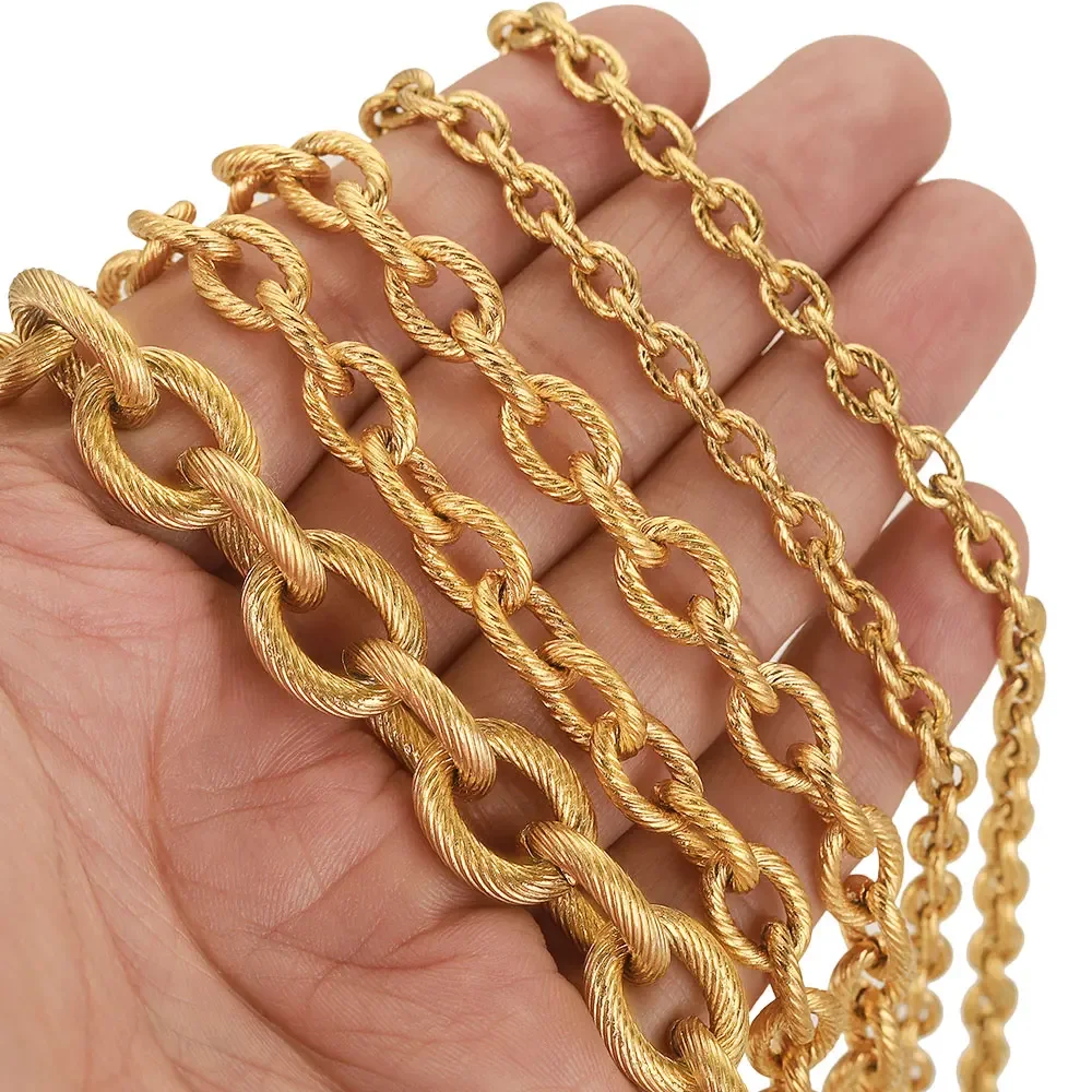 1 Meter Stainless Steel Large Heavy Cross Oval Twist O Textured Chunky Chains for jewelry making Hip Hop Punk Rock DIY Supplies