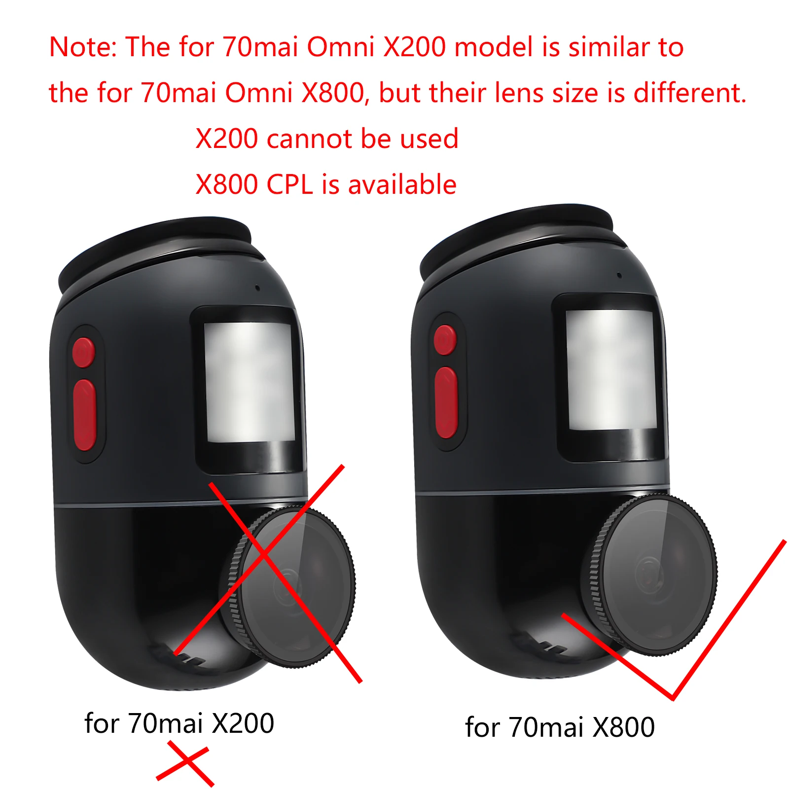 for 70mai Dash Cam 4K Omni X800 CPL Filter Reduce Glare Reflection