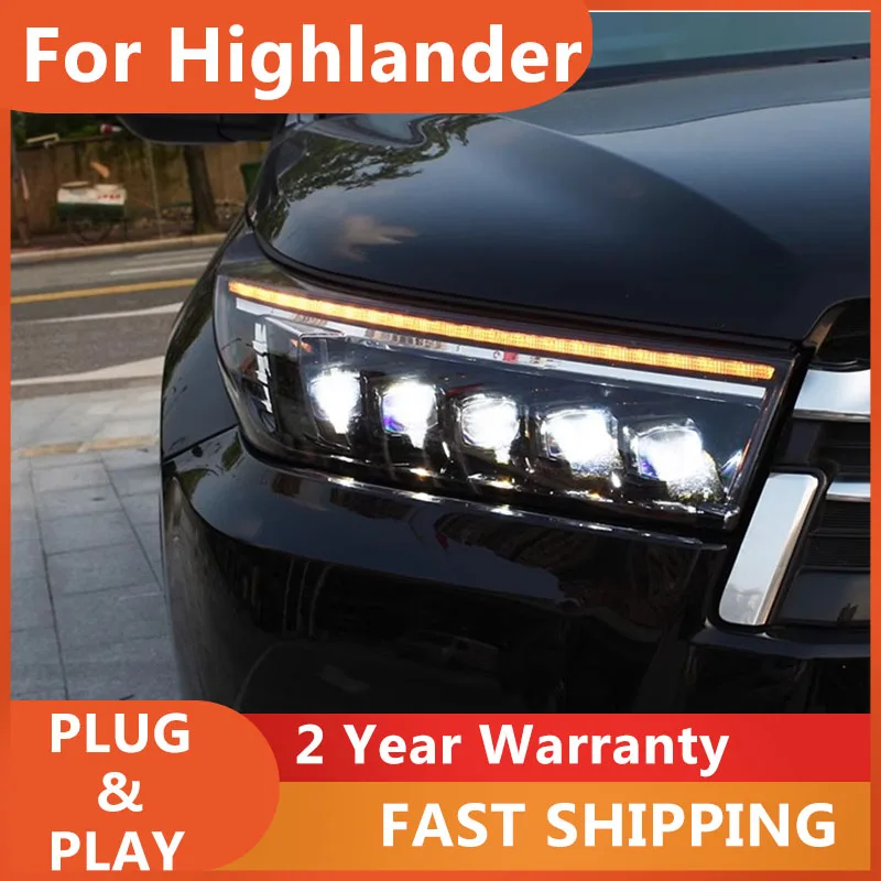 Car Accessories for Toyota Highlander Headlight 2018-2021 Highlander Head Lights DRL Turn Signal High Beam Projector Lens