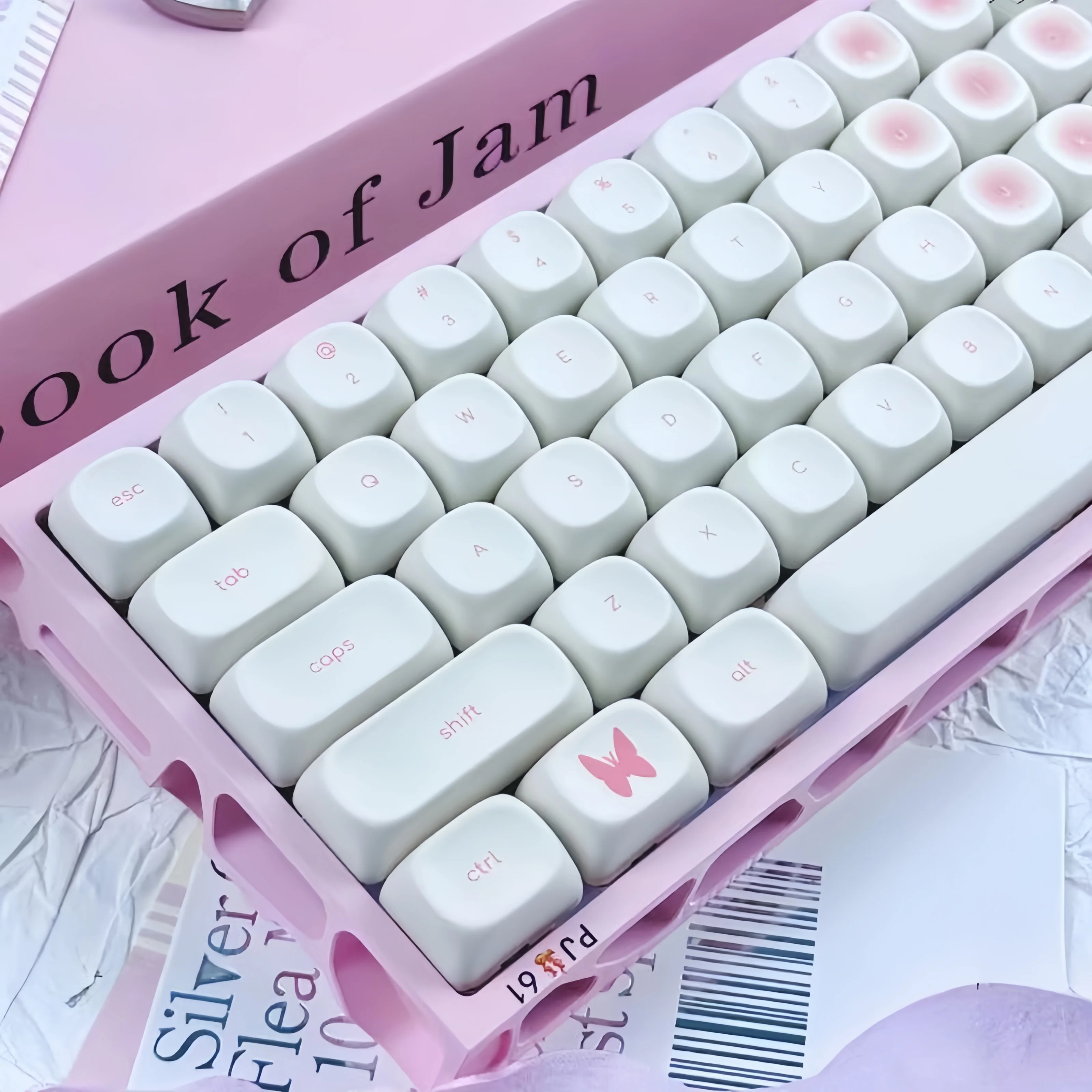 

Milky White Flowers Bloom MOA Profile Keycap 130 Key Five Side Dye-Sublimation PBT Keycap for MX Swithes Mechanical Keyboard