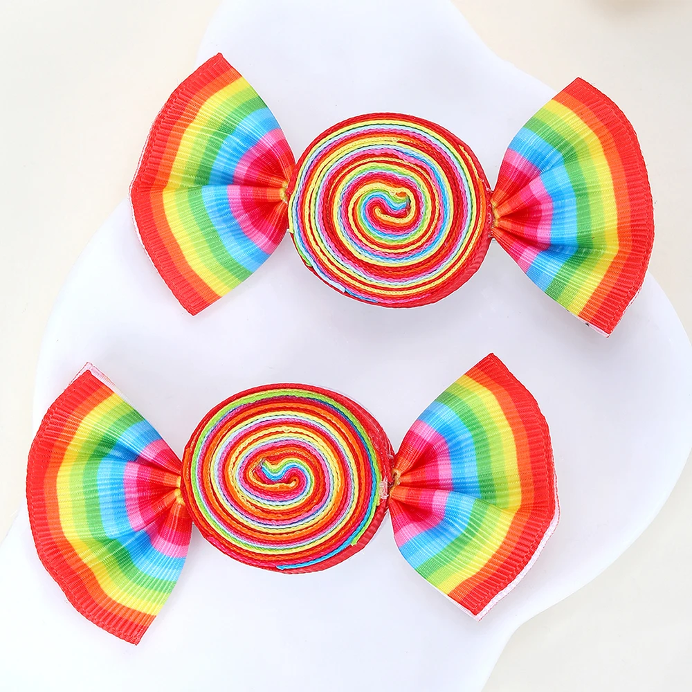 Candy Bow Hair Clips for Girls, 2Pcs Set