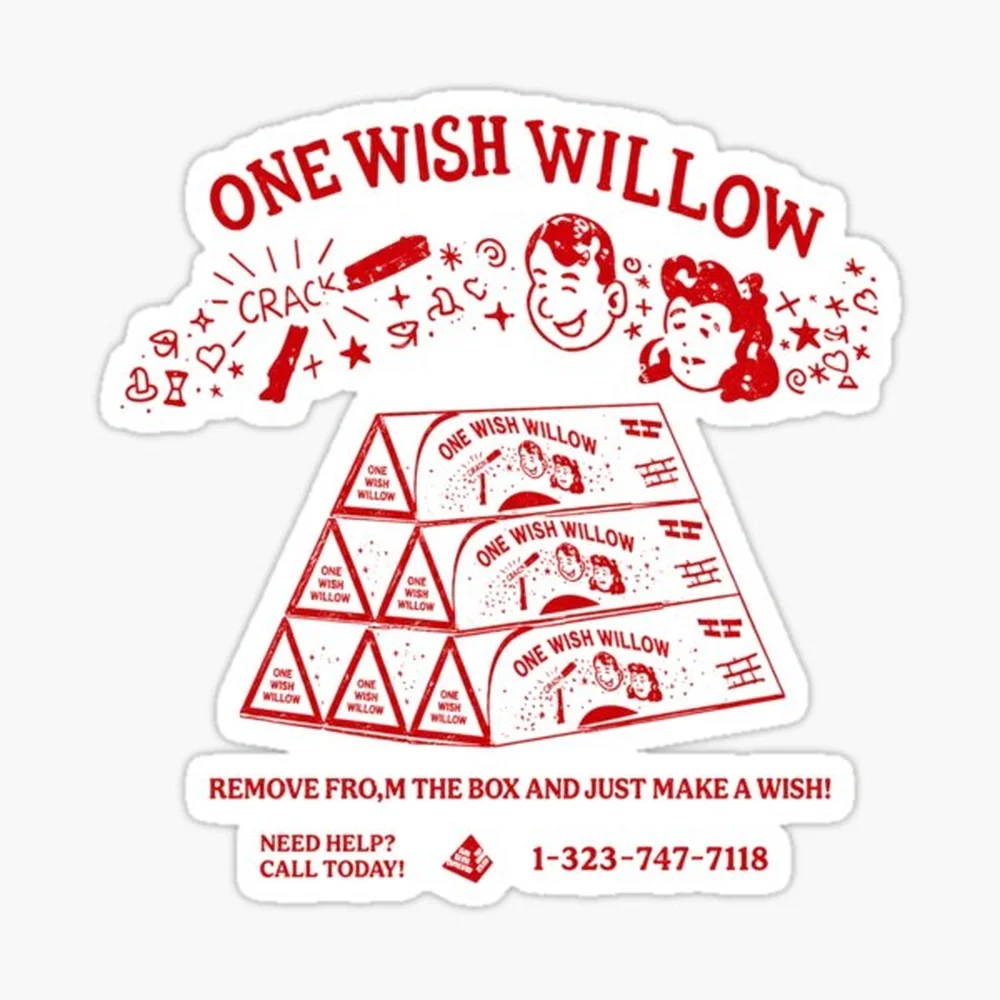 One Wish Willow, Obsession Movie 2026 - Obsession Sticker for Laptop Decor Bedroom Car Cute Cartoon Art Fashionable Public Suitc