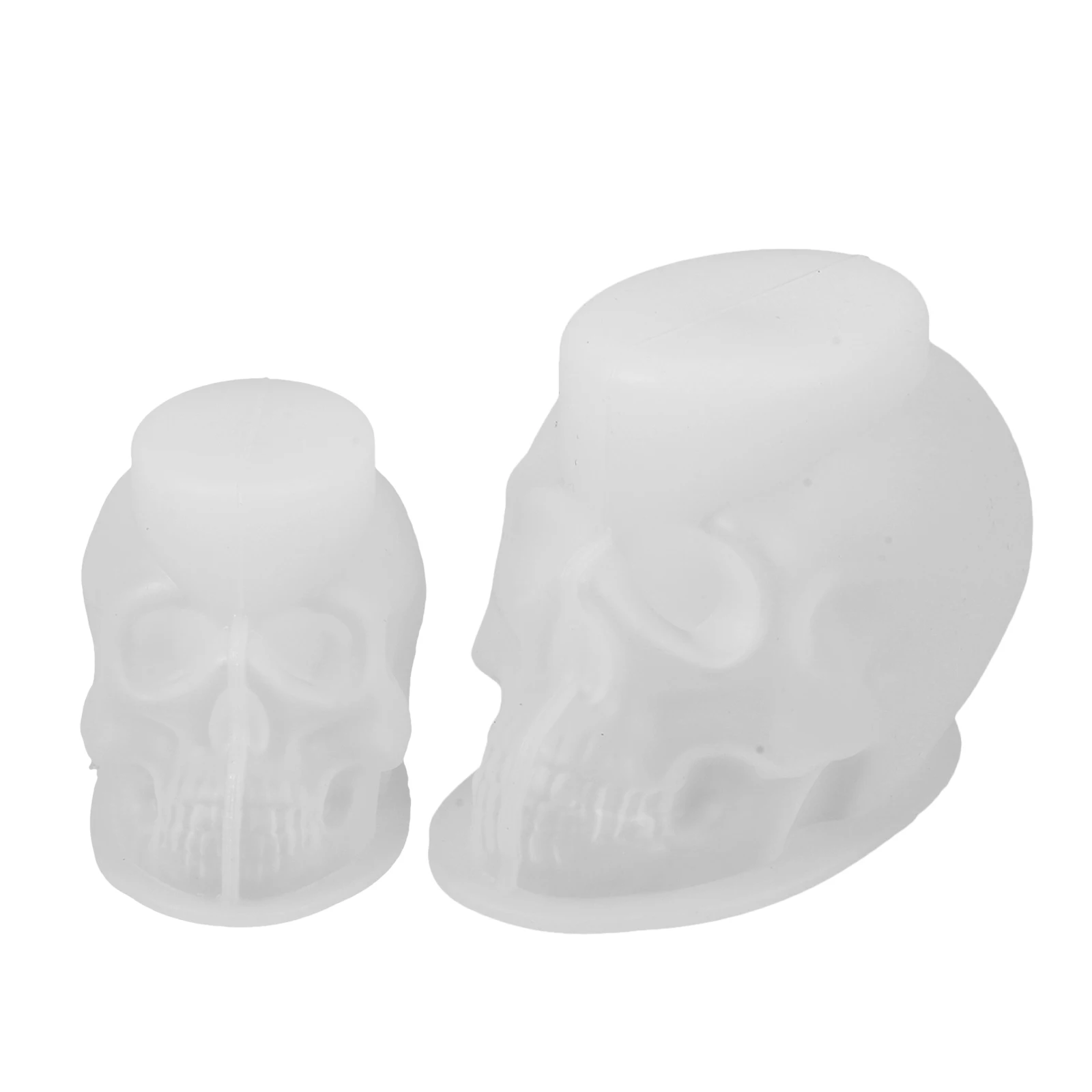 

2Pcs 3D Skull Silicone Molds Halloween Wax Resin DIY Crafts Epoxy Clay Lifelike Design Skull Molds Halloween Clay Mold