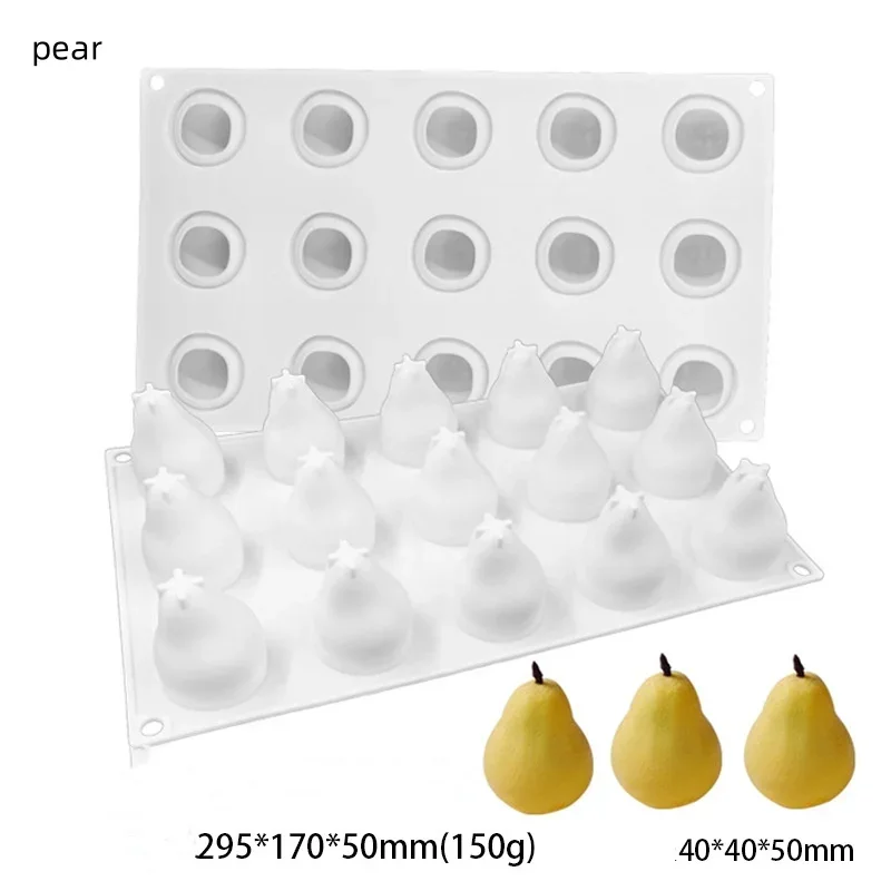 3/4/5/6/8/12/15-piece Apple Mousse Silicone Mold DIY French Mousse Fruit Lemon Peach Dessert Fondant Cake Silicone Mold