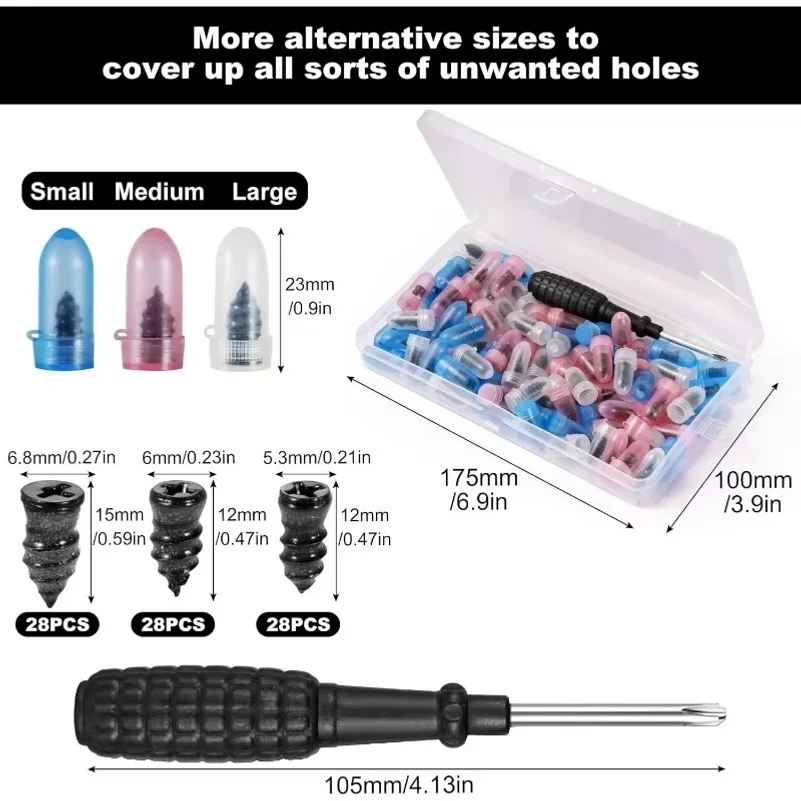85PCS Tire Repair Screws Puncture Set Vacuum Car Tyre Repair Rubber Nail Set Tubeless Repair Tools Kit for Motorcycle Truck