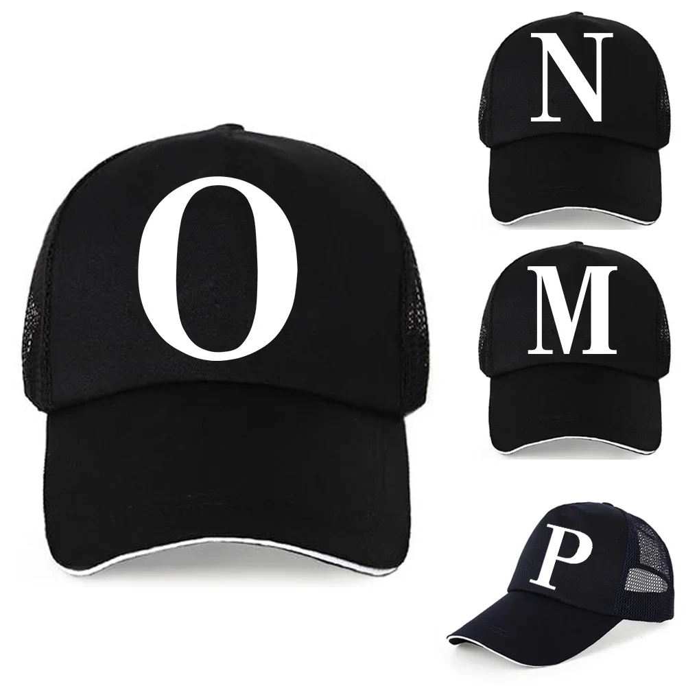Women Baseball Caps UV-proof Visors Hats Summer Breathable Mesh Cap Pure Cotton Adjustable Back Buckle Hat White Letter Print