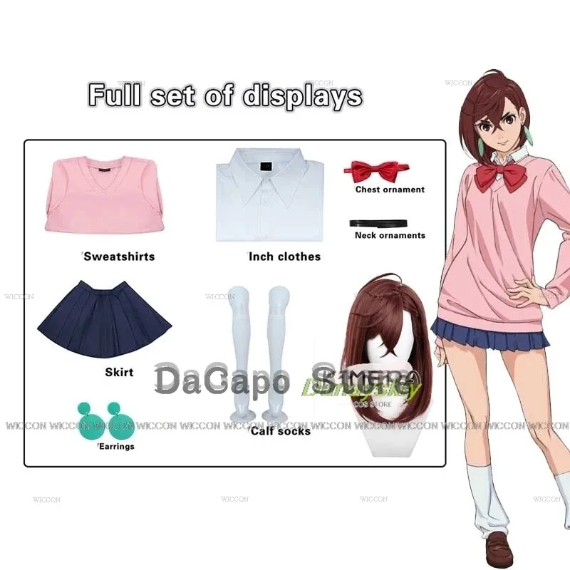 

Momo Ayase Momo Dandadan Cosplay Costume Wig Girls School Uniforms Pink Ghost Earring Outfit Women Roleplay Halloween Party Suit