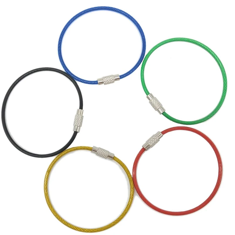 10pcs stainless steel wire different color keychain cable keyring chain for outdoor hanging DIY camp hand tool set