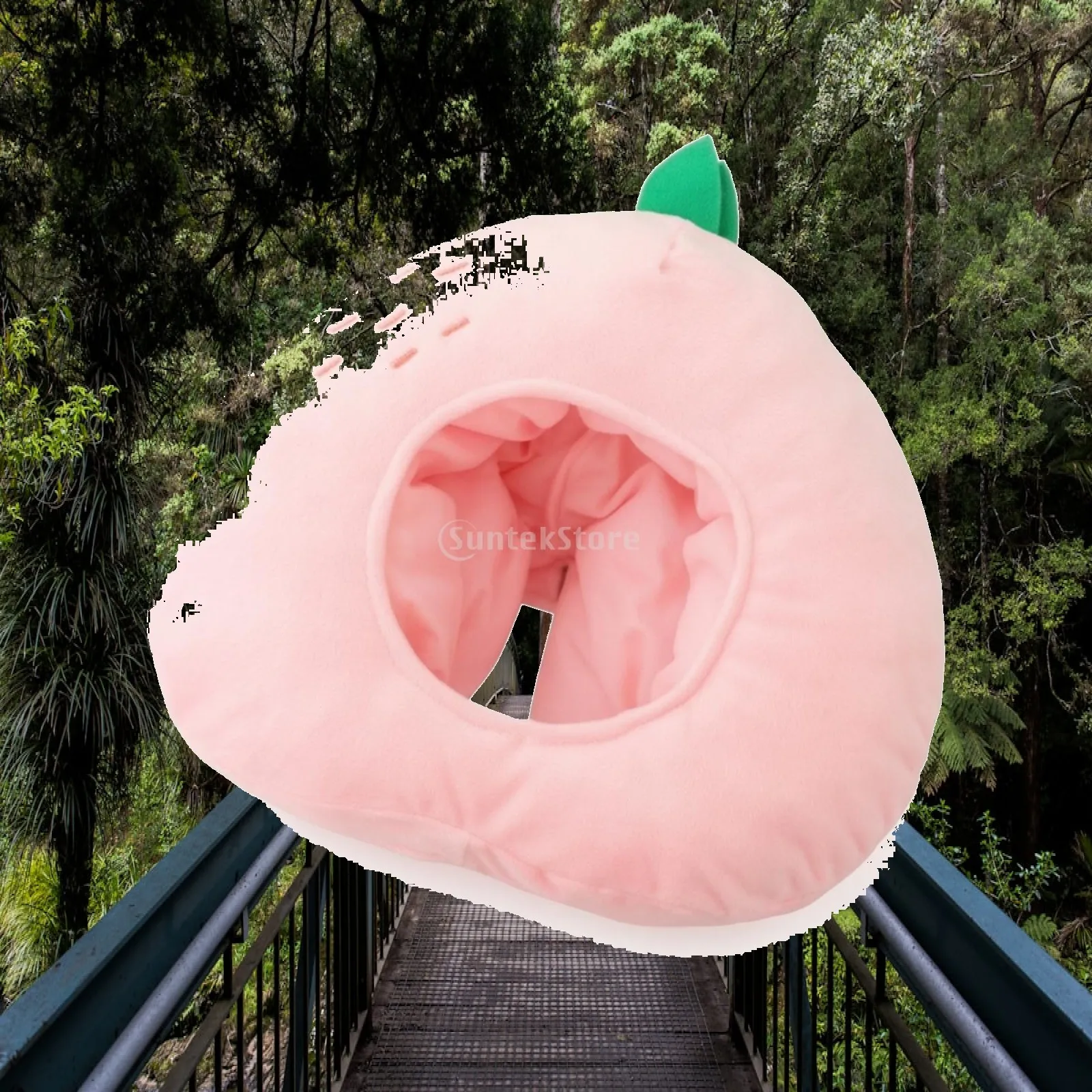 peach-costume-headpiece-adorable-peach-hat-stuffed-cap-soft-photo-prop-lightweight-for-cosplay-parties
