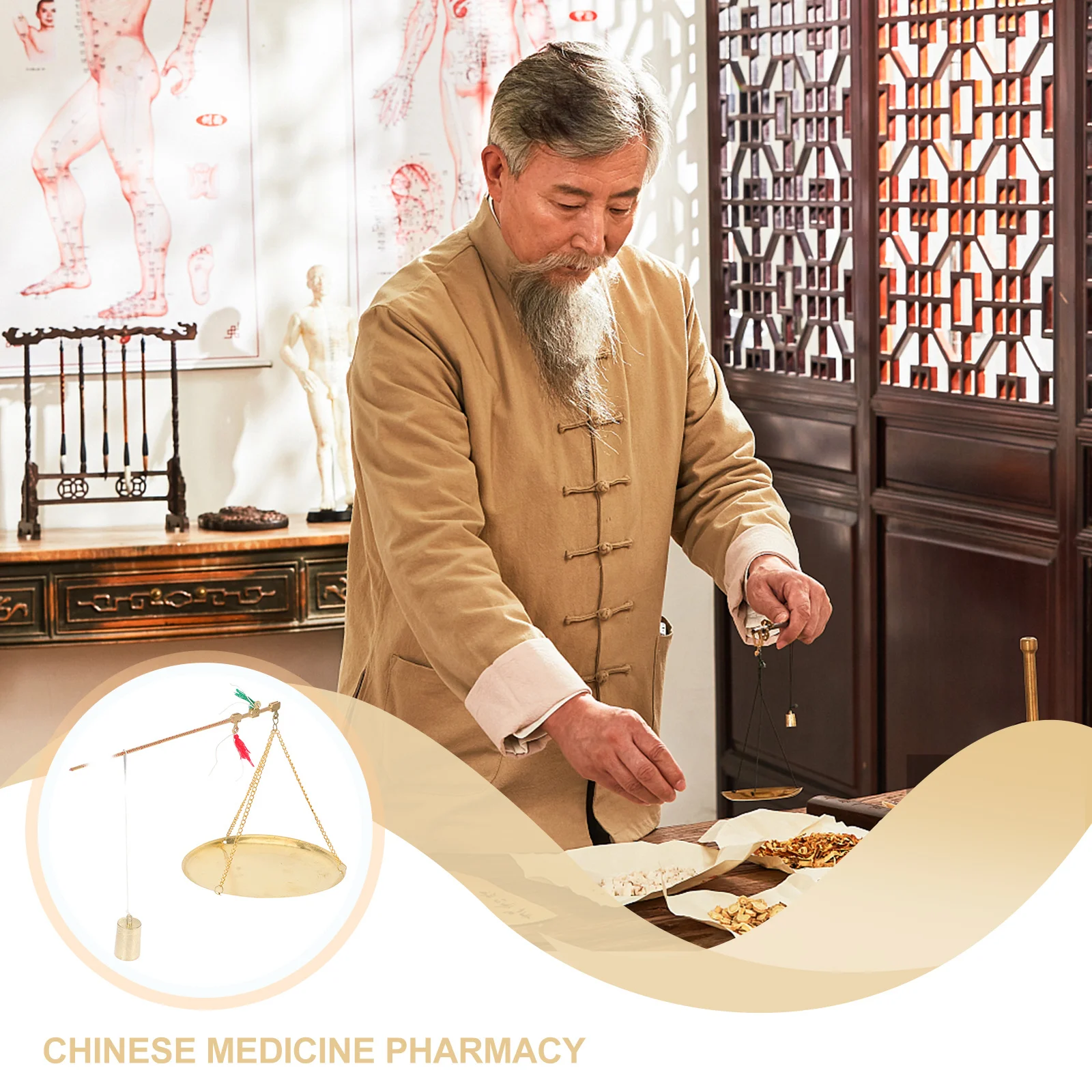 

Mini Old-Style Copper High-Grade Handheld Weighing Tool For Chinese Medicine Apothecary Kitchen Use Small Portable Gram