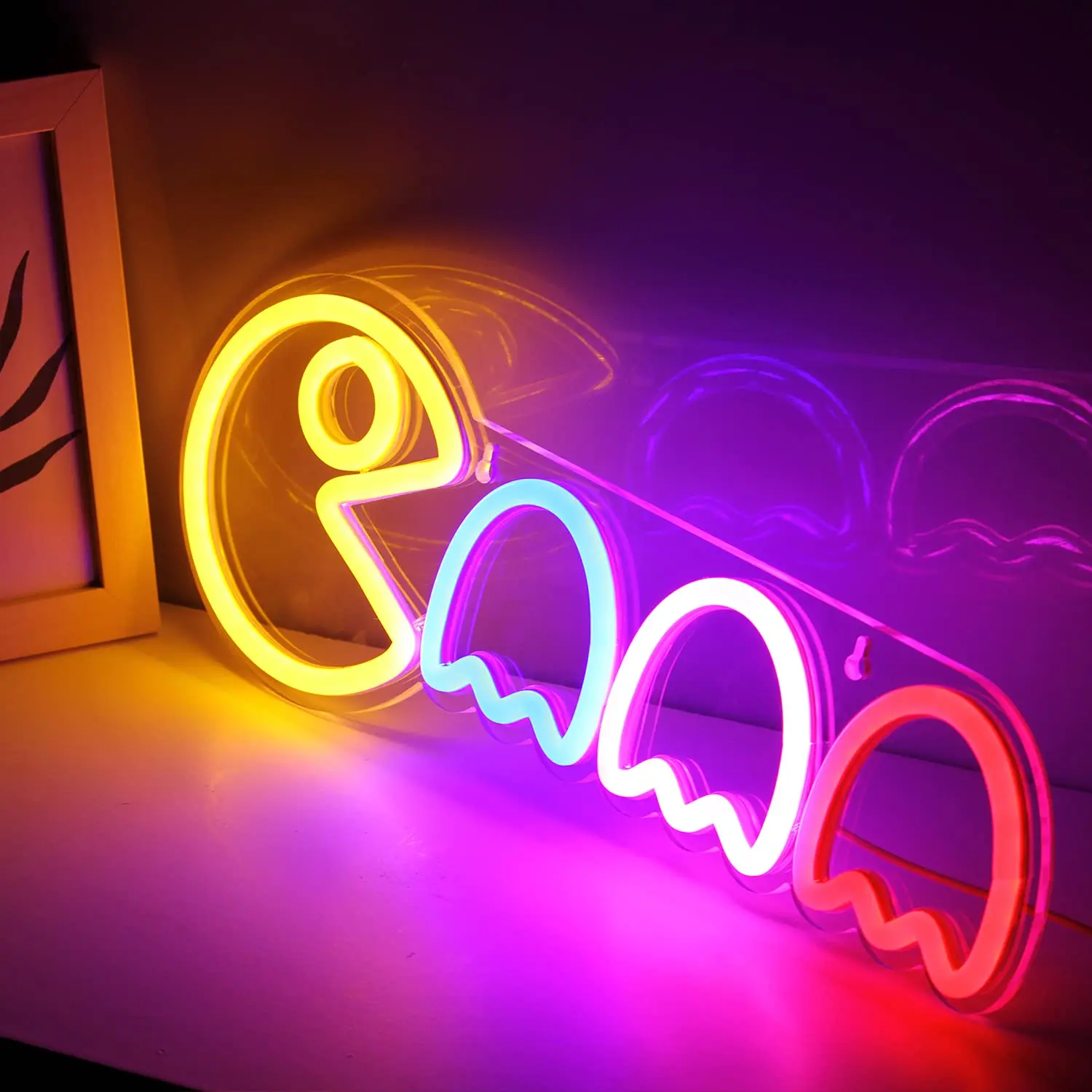 Ghost Neon Signs LED Sign Gamer Room Decor, Neon Signs for Wall, USB/Switch Ghost Neon Light for Gaming Birthday Christmas Gift