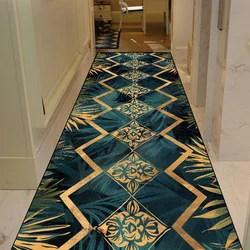 Green Plant Pattern Long Corridor Carpet Living Room Light Luxury Rug Home Hall Runner Carpet Non-slip Doorway Hallway Floor Mat