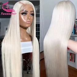 13X6 HD Transparent Platinum Ash Blonde Colored Lace Front Wig Pre Plucked 13X4 #60 White Lace Frontal Wigs For Women Human Hair