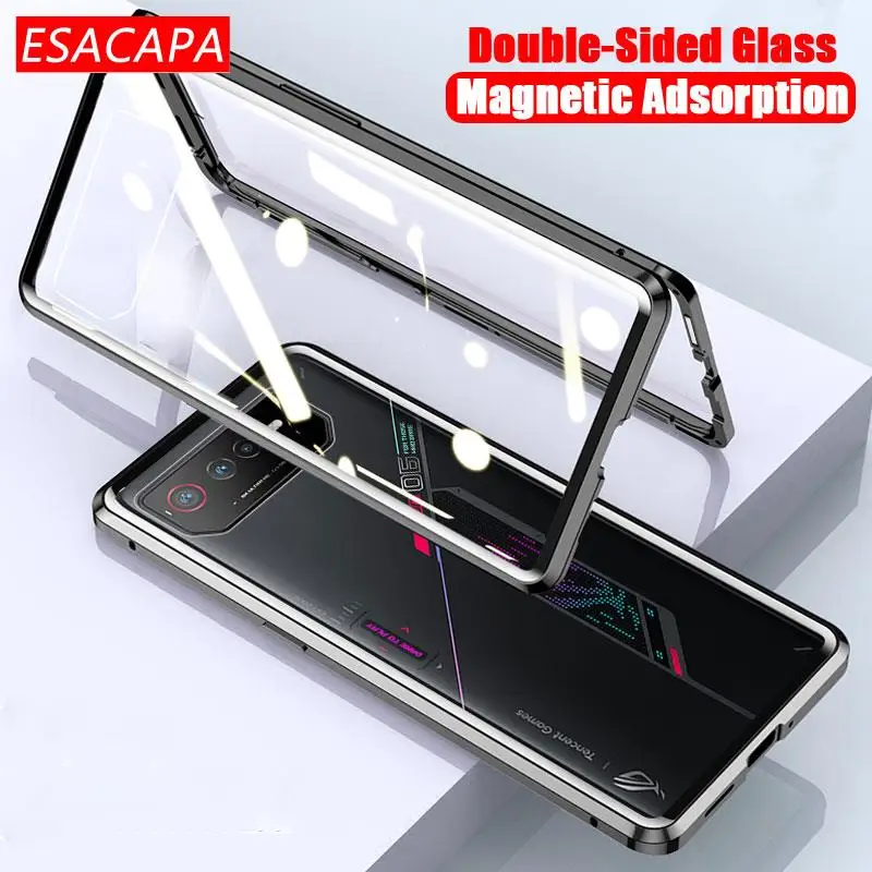 Magnetic Adsorption Case for Asus ROG Phone 7 Full Protection Tempered Glass Metal bumper Cover for Asus ROG Phone 7 Ultimate