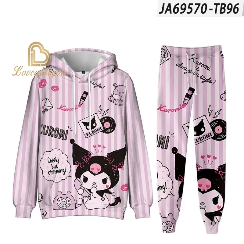 Men Women Clothes Set San Kuro Hoodies Anime Sweatshirt Sweatpants 2pcs Set Harajuku Spring Autumn Aduls Kids Costume