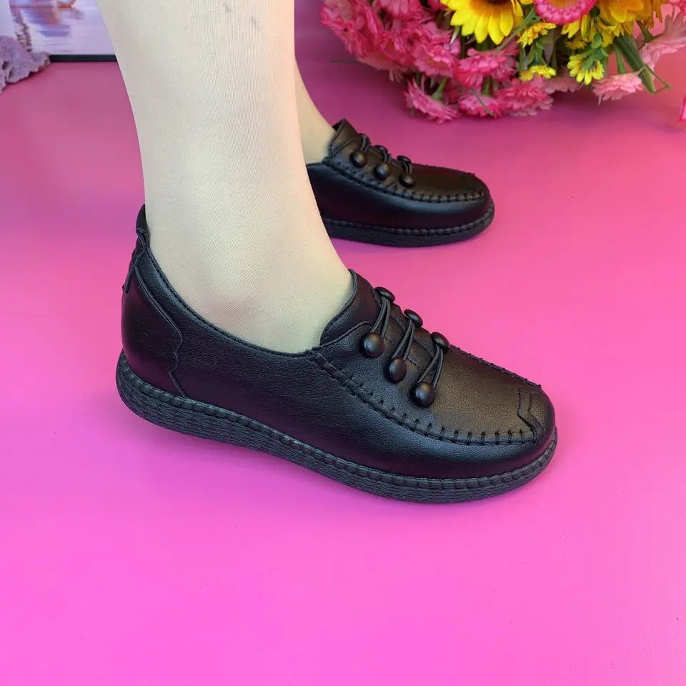 Women Large Size 42 Flat shoe 2024 Fashion Women Leather Flats Spring Shoes Comfort Fashion Classic Loafers Casual Leather Shoes