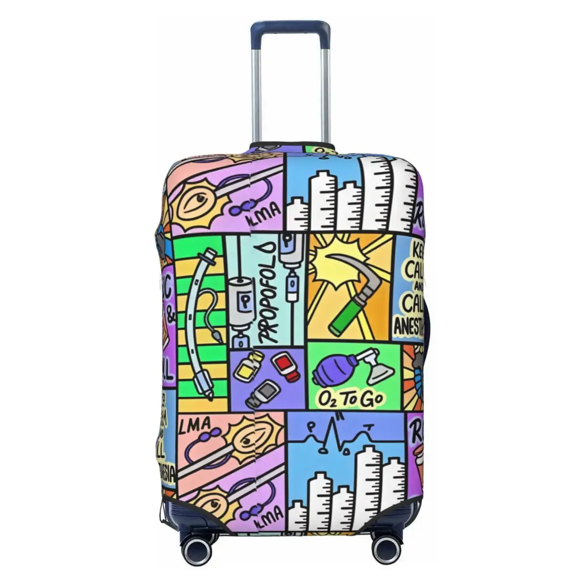 OR Nurse Funny Anesthesiology Cartoon Travel Luggage Cover Elastic Suitcase Cover Protector Fit 18-32 Inch