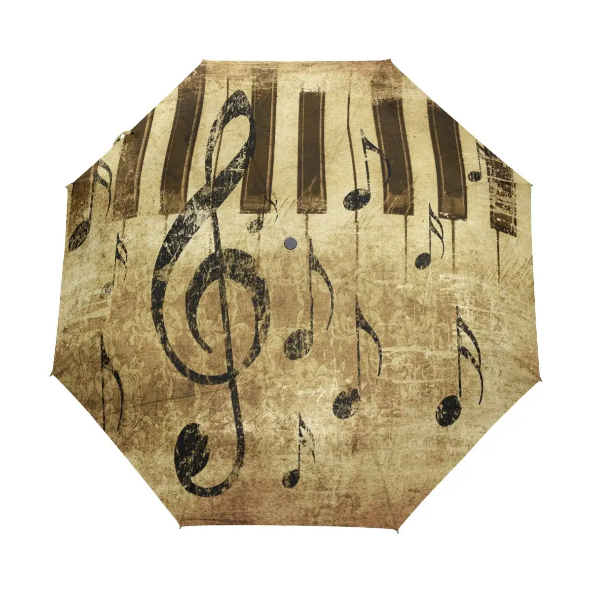 Black and White Musical Note Travel Umbrella Music Theme Folding Rain Umbrellas Windproof Compact Lightweight for Adults Teens