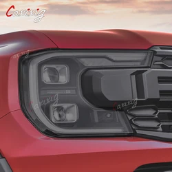 2 Pcs Car Headlight Protective Film Transparent Smoke Black TPU Sticker For Ford Ranger 2023 2024 T9 Wildtrack Raptor Accessorie