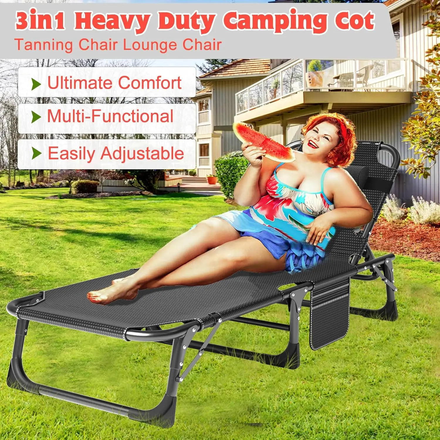 Foldable Camping Cots for Adults, Double Layer 1200D 500lb Loading Cot for Sleeping, Heavy Duty Guest Bed image 4