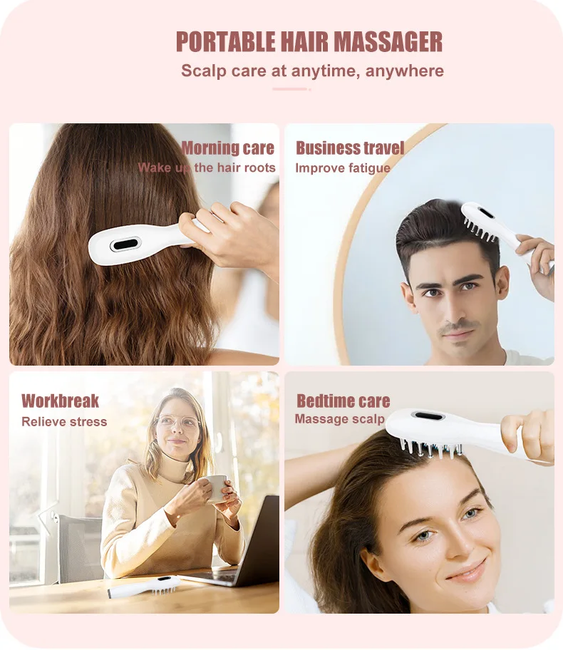 Mini EMS Electric Scalp Massage Hair Generator Comb Essence Oil Applicator Massage Comb Blue Red Light Hair Generator Applicator