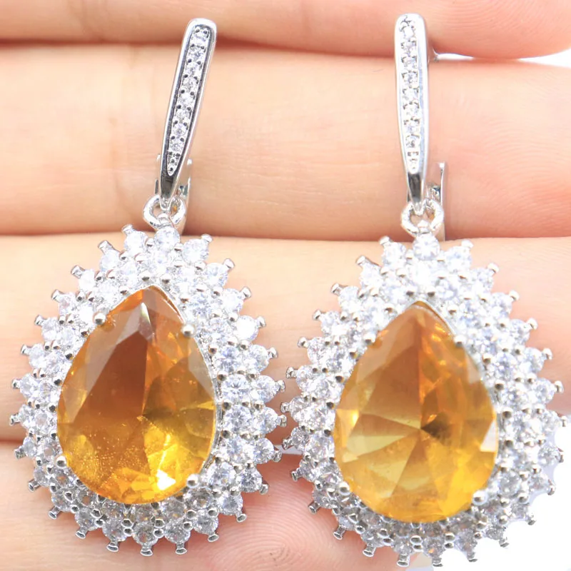 

12g 925 Solid Sterling Silver Earrings Customized Golden Citrine Green Peridot Violet Tanzanite Pink Morganite CZ Women Wedding