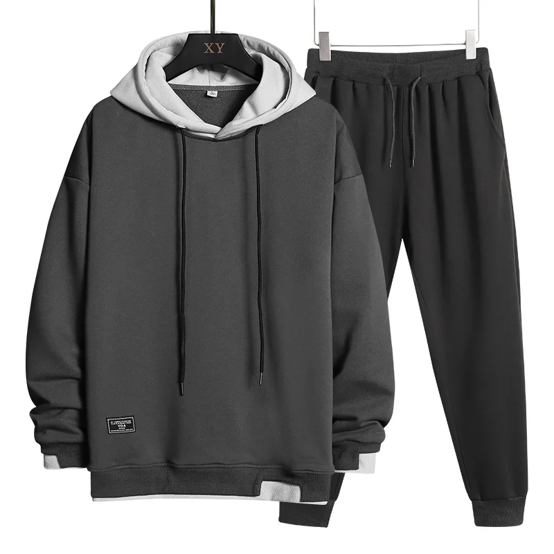 LBL Men's Fake Sweatshirt + Pants Sets Fashion Label Design Casual Hooded Pullover Spring Autumn Hot Sale Male Running Tracksuit